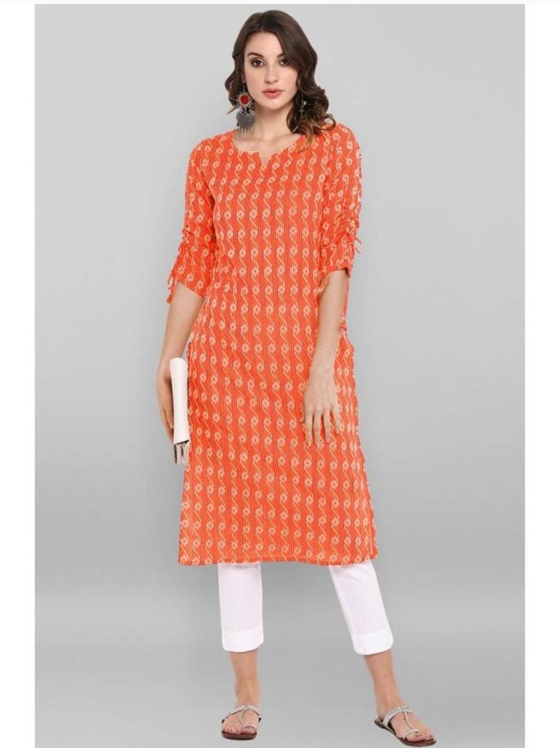 Stylish Cotton Printed Straight Kurta For Women
